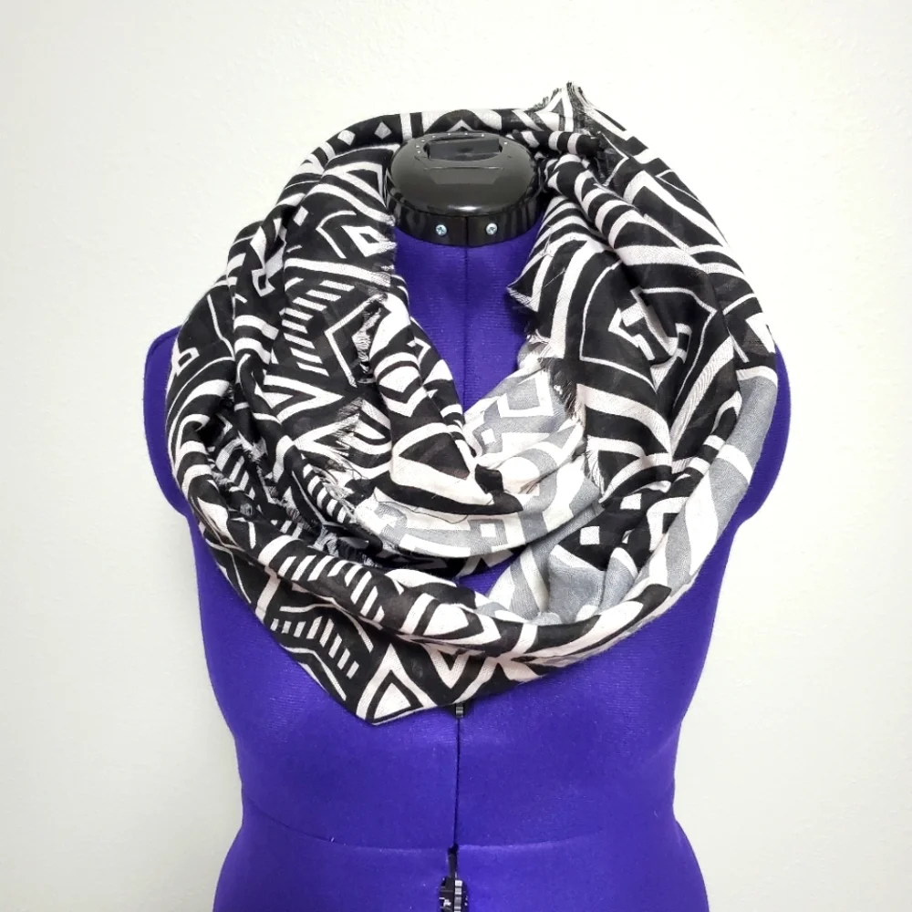 Black & White Aztec Infinity Scarf